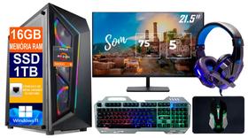 Pc Gamer Cpu Ryzen 5 5600g / Ssd 1tb, 16gb + Monitor 21.5p - Tech Power Shop