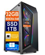 Pc Gamer Cpu Ryzen 5 5600G/SSD 1TB M2 NVMe/32GB Memória Ram DDR4/Fonte 700W-Windows-Tech Power 11