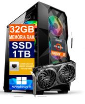 Pc Gamer Cpu Ryzen 5 7600x, Ssd 1tb M.2 Nvme, 32gb Memória Ram Ddr5, RTX 3060 12gb, Windows 11 Pro