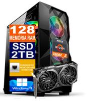 Pc Gamer Cpu Ryzen 5 7600x, Ssd 2tb M.2 Nvme, 128gb Memória Ram Ddr5, RTX 3060 12gb, Windows 11 Pro - Tech Power Shop