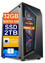 Pc Gamer Cpu Ryzen 5 7600x / Ssd 2tb M.2 Nvme / 32gb Memória Ram Ddr5 / Fonte 500W / Windows 11 Pro