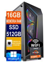 Pc Gamer Cpu Ryzen 7 5700g / Ssd 512gb M2, 16gb Memória Ddr4
