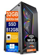 Pc Gamer Cpu Ryzen 7 5700g / Ssd 512gb M2, 32gb Memória Ddr4