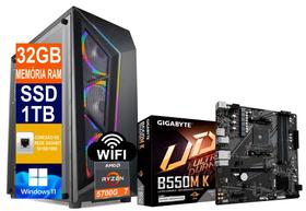 Pc Gamer Cpu Ryzen7 5700g, Ssd 1Tb M.2 Nvme, 32gb Memória Ram Ddr4, B550m, Windows 11 Pro - Tech Power Shop