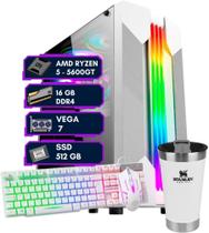 PC Gamer DreamComputers White Amd Ryzen 5 5600gt, Vega 7, 16GB DDR4, SSD 512 GB, Gabinete RGB Branco
