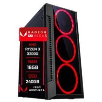 PC Gamer Fácil Amd Ryzen 3 3200G Radeon Vega 8 Graphics 16GB DDR4 3000Mhz SSD 240GB - Fonte 500w