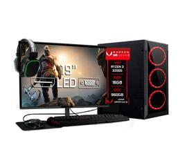 PC Gamer Fácil Amd Ryzen 3 3200G Radeon Vega 8 Graphics 16GB DDR4 3000Mhz SSD 960GB Fonte 500w - M19" Kit Gamer