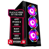 PC Gamer Fácil AMD Ryzen 3 4100 3.8GHZ 16GB DDR4 3000MHz GT 730 4GB SSD 480GB - Fonte 500w