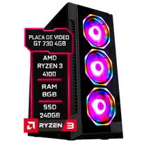 PC Gamer Fácil AMD Ryzen 3 4100 3.8GHZ 8GB DDR4 3000MHz GT 730 4GB SSD 240GB - Fonte 500w