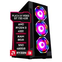 PC Gamer Fácil AMD Ryzen 3 4100 3.8GHZ 8GB DDR4 3000MHz GT 730 4GB SSD 480GB - Fonte 500w