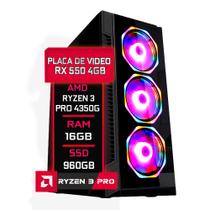 PC Gamer Fácil AMD Ryzen 3 PRO 4350G 3.8GHZ 16GB DDR4 3000MHz RX 550 4GB SSD 960GB - Fonte 500w