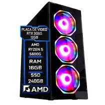 PC Gamer Fácil AMD Ryzen 5 5600G 3.9Ghz 16GB 3000MHz DDR4 RTX 3060 12GB SSD 240GB - Fonte 750w