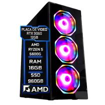 PC Gamer Fácil AMD Ryzen 5 5600G 3.9Ghz 16GB 3000MHz DDR4 RTX 3060 12GB SSD 960GB - Fonte 750w