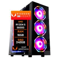 PC Gamer Fácil Amd ryzen 5 5600G Radeon Vega 7 Graphics 16GB DDR4 3000Mhz SSD 240GB - Fonte 500w - Fácil Computadores