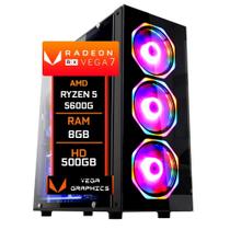 PC Gamer Fácil Amd ryzen 5 5600G Radeon Vega 7 Graphics 8GB DDR4 2666Mhz HD 500GB - Fonte 500w