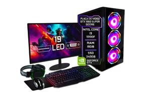 PC Gamer Fácil Completo Intel Core i3 10100f (10ª Geração) 8GB DDR4 GTX 1660 Super 6GB SSD 240GB 500W - Monitor 19"