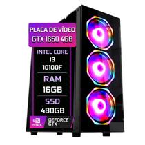 PC Gamer Fácil Intel Core i3 10100f (10ª geração) 16GB DDR4 3000MHz GTX 1650 4GB SSD 480GB Fonte 500W - Fácil Computadores
