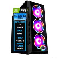 PC Gamer Fácil Intel core I3 10100F ( 10ª Geração) 16GB DDR4 3000MHz RTX 3050 8GB GDDR6 SSD 480GB - Fonte 750w - Fácil Computadores PC Gamer Fácil Intel core I3 10100F ( 10ª Geração) 16GB DDR4 3000MHz RTX 3050 8GB GDDR6 SSD 480GB - Fonte 750w - Fácil Computadores