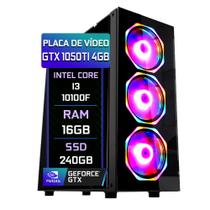 PC Gamer Fácil Intel Core i3 10100f (Décima geração) 16GB DDR4 3000MHz GTX 1050ti 4GB SSD 240GB Fonte 500W