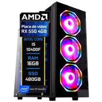 PC Gamer Fácil Intel Core i5 10400f (10ª Geração) 16GB DDR4 3000MHz AMD RX 550 4GB SSD 480GB - Fonte 500w