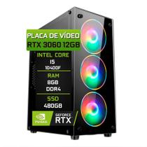 PC Gamer Fácil Intel Core I5 10400F ( 10ª GERAÇÃO ) 8GB DDR4 3000MHz RTX 3060 12GB SSD 480GB - Fonte 750w