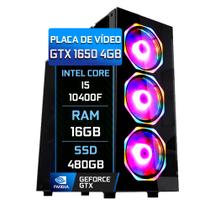 PC Gamer Fácil Intel Core i5 10400f (Décima geração) 16GB DDR4 3000MHz GTX 1650 4GB SSD 480GB Fonte 500W