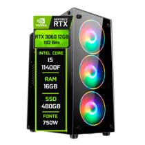 PC Gamer Fácil Intel Core I5 11400F (11ª GERAÇÃO ) 16GB DDR4 RTX 3060 12GB SSD 480GB - Fonte 750w PC Gamer Fácil Intel Core I5 11400F (11ª GERAÇÃO ) 16GB DDR4 RTX 3060 12GB SSD 480GB - Fonte 750w