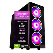 PC Gamer Fácil Intel Core i5 11400F (11ª geração) 16GB GTX 1650 4GB SSD 960GB - Fonte 500W