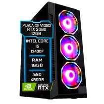 PC Gamer Fácil Intel Core i5 12400F (12ª Geração) 16GB DDR4 RTX 3060 12GB SSD 480GB - Fonte 750w
