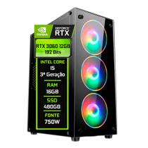 PC Gamer Fácil Intel Core i5 3ª geração 16GB Geforce RTX 3060 12GB SSD 480GB - Fonte 750W