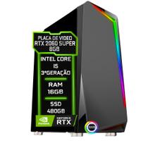 PC Gamer Fácil Intel Core i5 (3ª Geração) 16GB RTX 2060 Super 8GB SSD 480GB - Fonte 750w