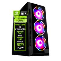 PC Gamer Fácil Intel core I5 ( 3ª Geração) 8GB RTX 3050 8GB GDDR6 SSD 480GB - Fonte 750w