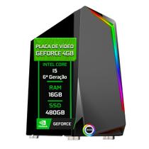 PC Gamer Fácil Intel Core i5 (6ª geração) 16GB GT 730 4GB SSD 480GB - Fonte 500w