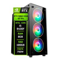 PC Gamer Fácil Intel Core I5 9400F ( 9ª GERAÇÃO ) 8GB DDR4 3000MHz RTX 3060 12GB SSD 480GB - Fonte 750w
