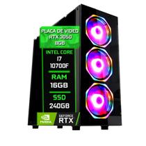 PC Gamer Fácil Intel Core i7 10700F (10ª Geração) 16GB DDR4 3000MHz RTX 3050 8GB GDDR6 SSD 240GB - Fonte 750w
