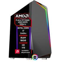 PC Gamer Fácil Intel core I7 3.4 GHz 16GB AMD Radeon 4GB DDR5 128 Bits HD 1TB - Fonte 500w