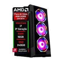PC Gamer Fácil Intel core I7 ( 3ª Geração) 16GB AMD Radeon 4GB DDR5 128 Bits SSD 240GB - Fonte 500w