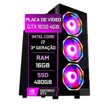 PC Gamer Fácil Intel Core i7 3ª Geração 16GB Geforce GTX 1650 4GB SSD 480GB Fonte 500W