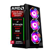 PC Gamer Fácil Intel core I7 ( 3ª Geração) 8GB AMD Radeon 4GB DDR5 128 Bits HD 1TB - Fonte 500w