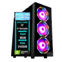 PC Gamer Fácil Intel Core i7 (4ª Geração) 8GB GTX 1650 4GB SSD 240GB - FONTE 500W