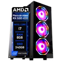 PC Gamer Fácil Intel Core i7 8GB AMD RX 550 4GB SSD 240GB - Fonte 500W