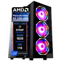 PC Gamer Fácil Intel Core i7 9700f (9ª Geração) 16GB DDR4 3000MHz AMD RX 550 4GB HD 1TB - Fonte 500W
