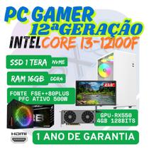PC Gamer Intel i3-12100F, 16GB, SSD M.2 1TERA, RX550 4GB, W11 PRO, Monitor 23'6 VXPRO.