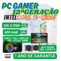 PC Gamer Intel i3-12100F, 16GB, SSD M.2 2TERA, RX550 4GB, W11 PRO, Monitor 23'6 VXPRO.