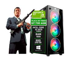 PC Gamer Intel i5 3.6GHz Placa de Vídeo GeForce 4GB Ram 16GB SSD 240GB Kit Gamer Completo - ALLIGATOR GAMING