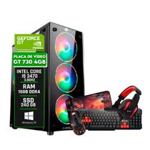 PC Gamer Intel i5 3.6GHz Placa de Vídeo GeForce 4GB Ram 16GB SSD 240GB Kit Gamer Completo