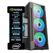 Pc gamer intel i7 3 geração 16gb rx 550 4gb ssd 240gb kit teclado/mouse e cx de som