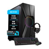 Pc Gamer Luxe Ryzen 5 16Gb DDR4 SSD 480GB fonte 650W