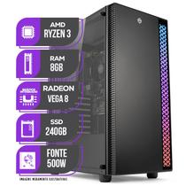 PC Gamer Mancer, AMD Ryzen 3 3200G, Radeon Vega 8, 8GB DDR4, SSD 240GB, Fonte 500W 80 Plus