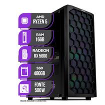 PC Gamer Mancer, AMD Ryzen 5 5500, RX 5600 6GB, 16GB DDR4, SSD 480GB, Fonte 500W 80 Plus